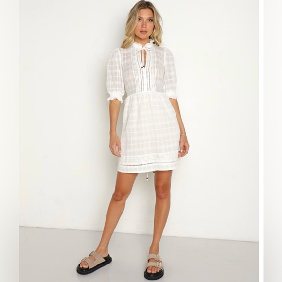 Kivari Serena Babydoll Mini Dress - White - size 10 US - NWT - Picture 4 of 16